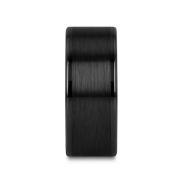 OCTAVIUS Flat Black Ceramic Ring with Brushed Center and Polished Edges — 4mm to 12mm - Larson Jewelers