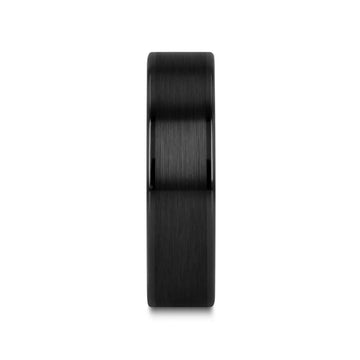 OCTAVIUS Flat Black Ceramic Ring with Brushed Center and Polished Edges — 4mm to 12mm - Larson Jewelers