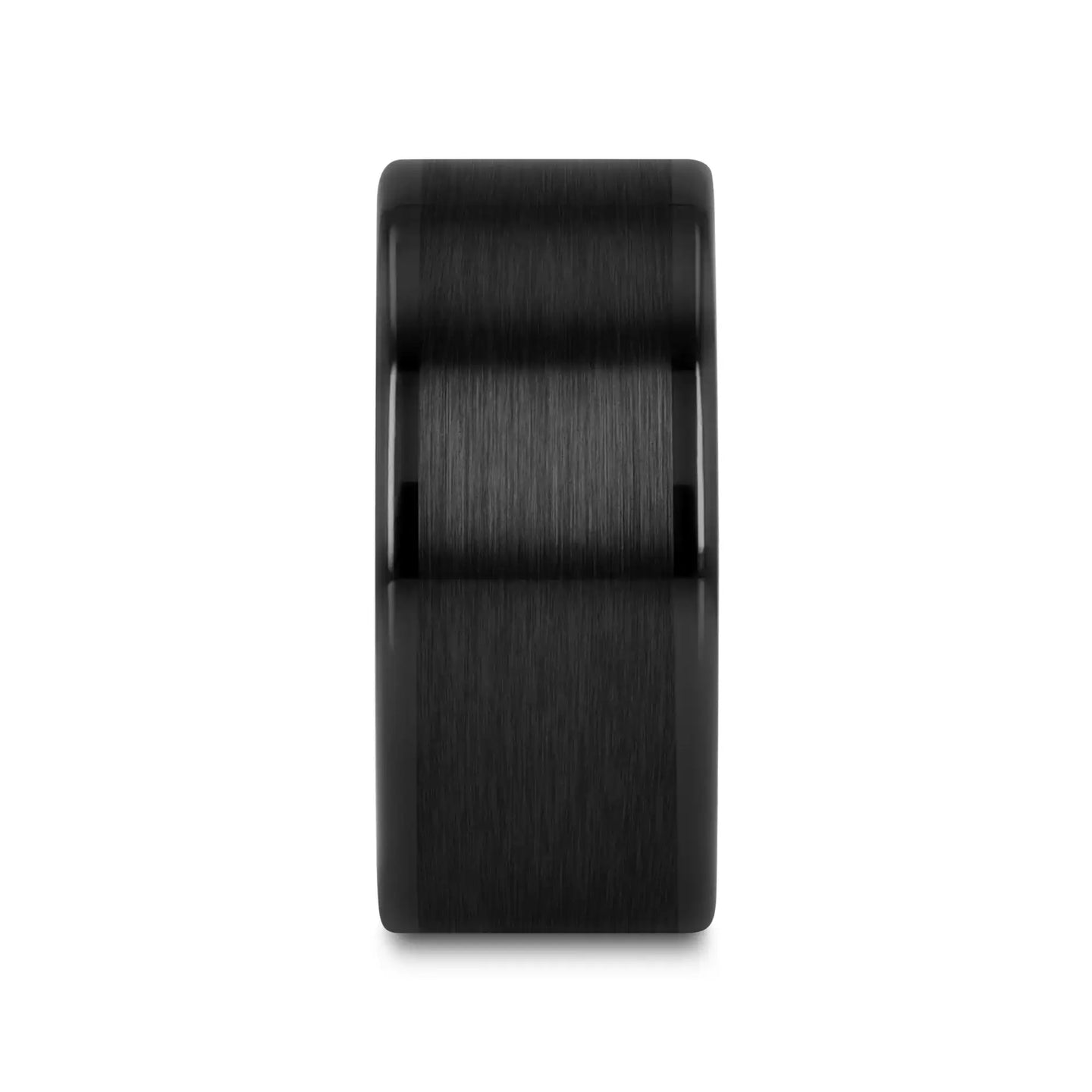 OCTAVIUS Flat Black Ceramic Ring with Brushed Center and Polished Edges — 4mm to 12mm - Larson Jewelers