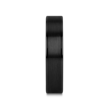 OCTAVIUS Flat Black Ceramic Ring with Brushed Center and Polished Edges — 4mm to 12mm - Larson Jewelers