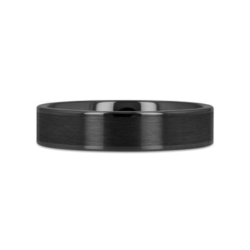OCTAVIUS Flat Black Ceramic Ring with Brushed Center and Polished Edges — 4mm to 12mm - Larson Jewelers