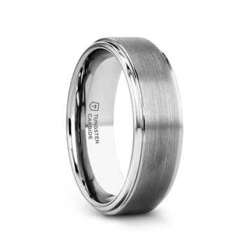 OPTIMUS Raised Center Brushed Tungsten Carbide Ring, Comfort Fit (4mm–12mm) - Larson Jewelers