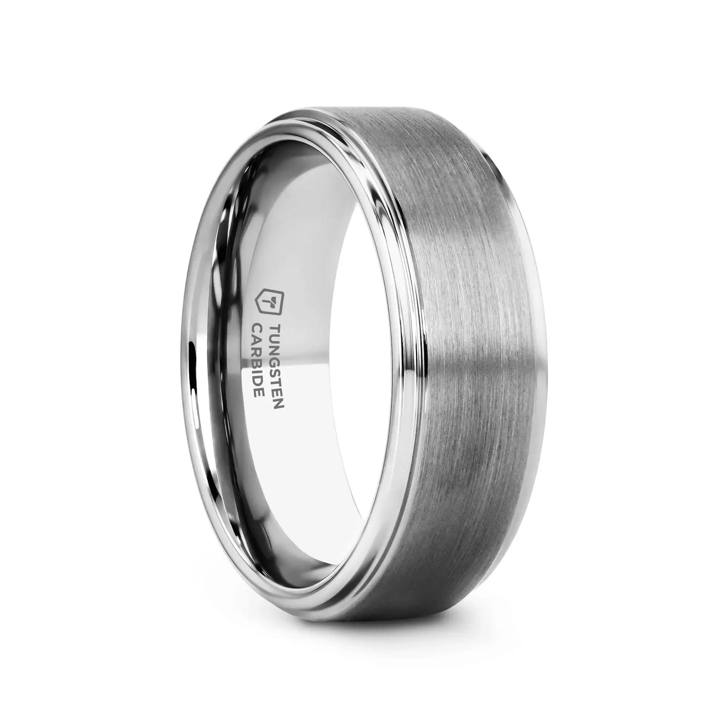 OPTIMUS Raised Center Brushed Tungsten Carbide Ring, Comfort Fit (4mm–12mm) - Larson Jewelers
