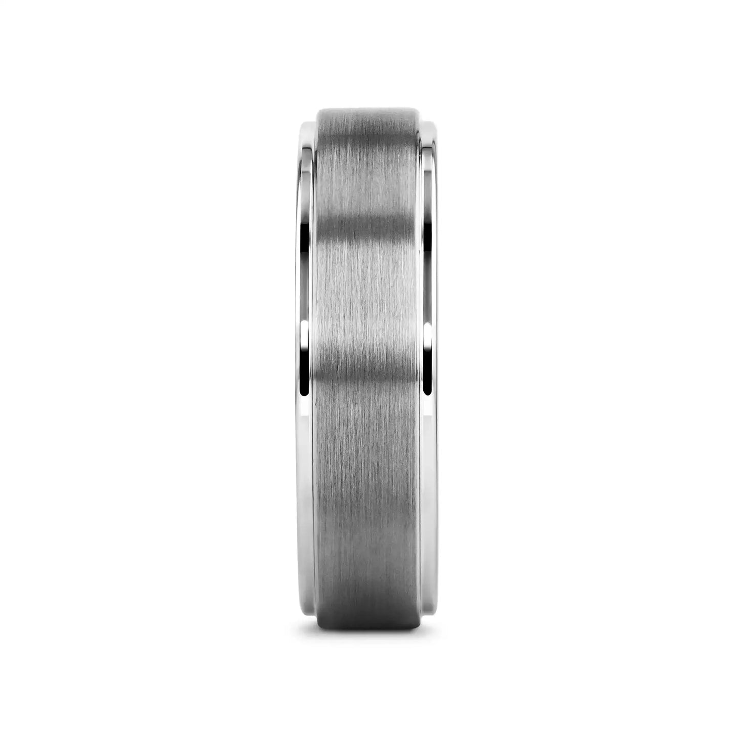 OPTIMUS Raised Center Brushed Tungsten Carbide Ring, Comfort Fit (4mm–12mm) - Larson Jewelers