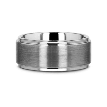 OPTIMUS Raised Center Brushed Tungsten Carbide Ring, Comfort Fit (4mm–12mm) - Larson Jewelers