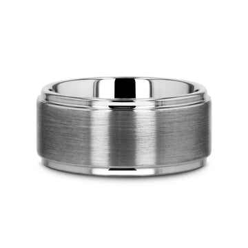 OPTIMUS Raised Center Brushed Tungsten Carbide Ring, Comfort Fit (4mm–12mm) - Larson Jewelers