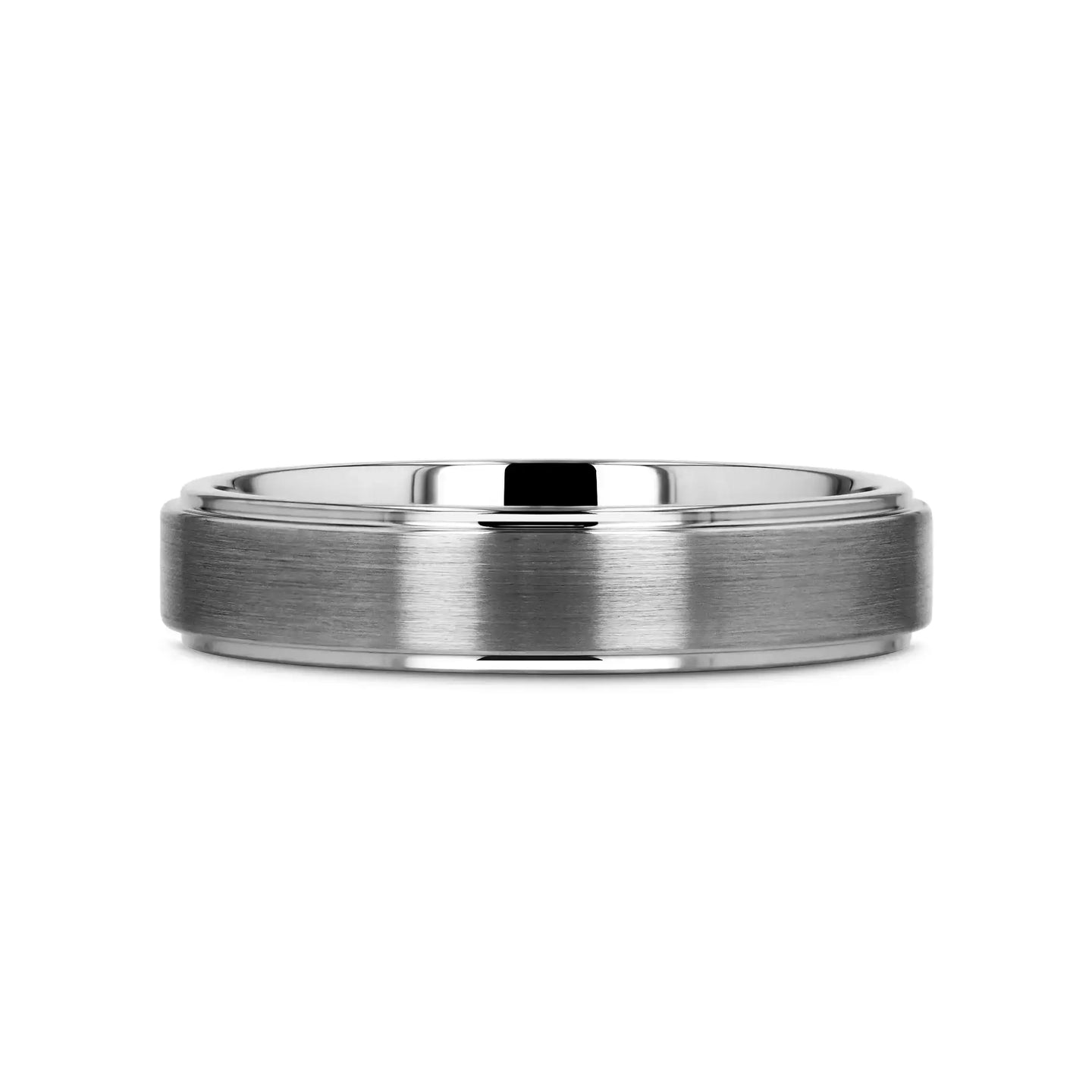 OPTIMUS Raised Center Brushed Tungsten Carbide Ring, Comfort Fit (4mm–12mm) - Larson Jewelers