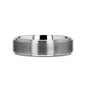 OPTIMUS Raised Center Brushed Tungsten Carbide Ring, Comfort Fit (4mm–12mm) - Larson Jewelers