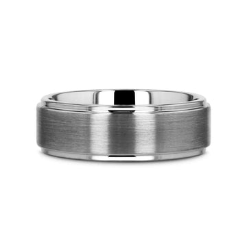 OPTIMUS Raised Center Brushed Tungsten Carbide Ring, Comfort Fit (4mm–12mm) - Larson Jewelers