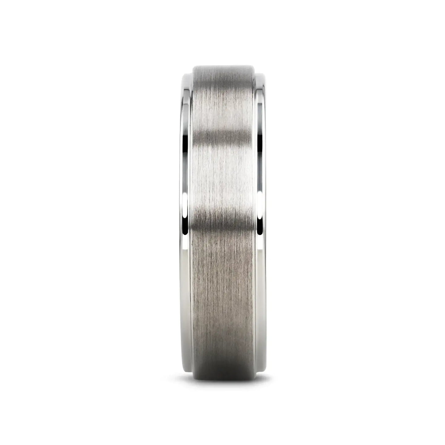 ORLOFF White Tungsten Ring with Raised Brush Finished Center - 6mm & 8mm - Larson Jewelers