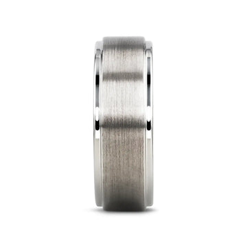 ORLOFF White Tungsten Ring with Raised Brush Finished Center - 6mm & 8mm - Larson Jewelers