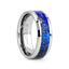 OSIAS Men’s Polished Tungsten Wedding Band with Blue Lapis Inlay & Beveled Edges - 8mm