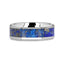 Alliance OSIAS en tungstène poli pour homme avec incrustation de lapis-lazuli bleu et bords biseautés – 8 mm