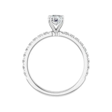 AMELIA Platinum Round Lab Grown Diamond French-Set Engagement Ring - Larson Jewelers