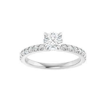 AMELIA Platinum Round Lab Grown Diamond French-Set Engagement Ring - Larson Jewelers