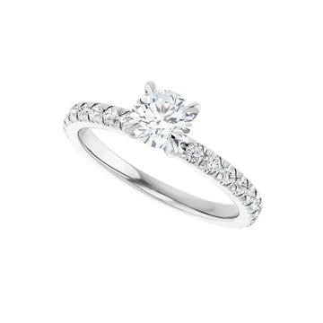 AMELIA Platinum Round Lab Grown Diamond French-Set Engagement Ring - Larson Jewelers