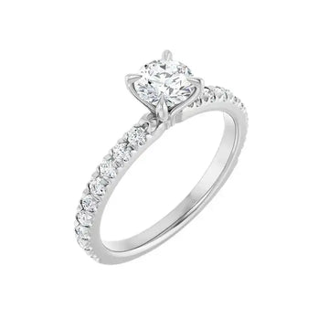 AMELIA Platinum Round Lab Grown Diamond French-Set Engagement Ring - Larson Jewelers