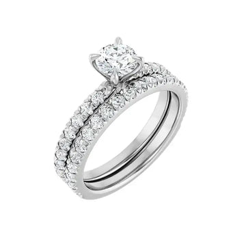 AMELIA Platinum Round Lab Grown Diamond French-Set Engagement Ring - Larson Jewelers
