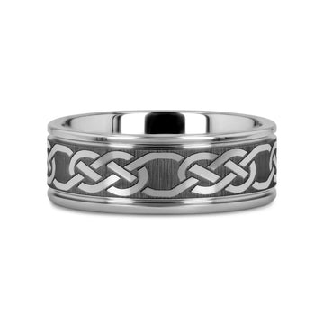 PALATINE Laser Engraved Tungsten Ring with Celtic Pattern - 6mm - 10mm - Larson Jewelers