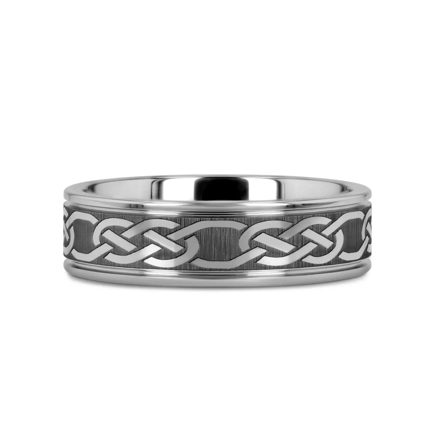 PALATINE Laser Engraved Tungsten Ring with Celtic Pattern - 6mm - 10mm - Larson Jewelers