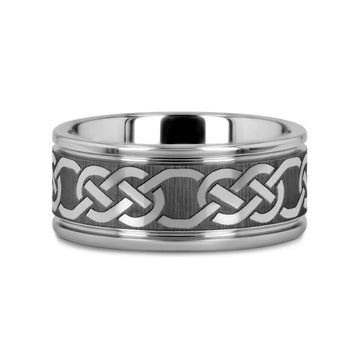 PALATINE Laser Engraved Tungsten Ring with Celtic Pattern - 6mm - 10mm - Larson Jewelers