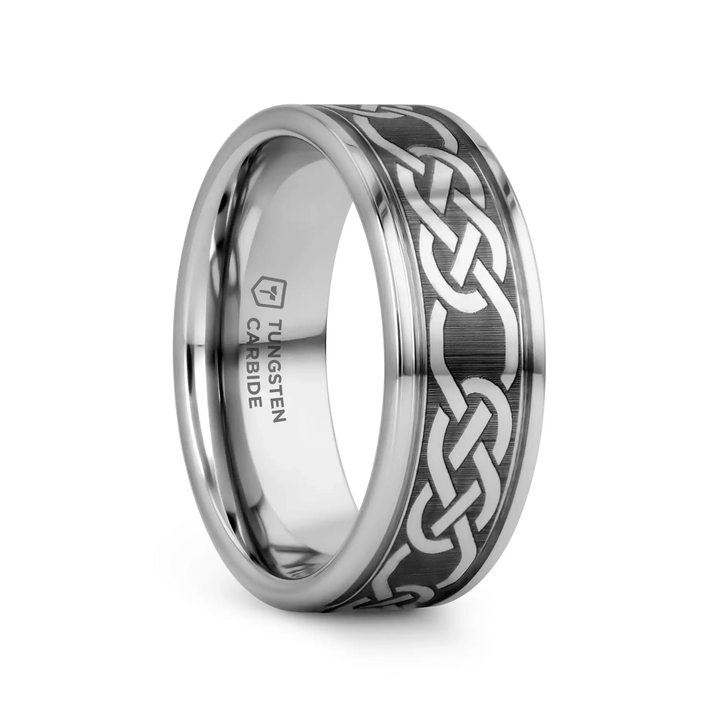 PALATINE Laser Engraved Tungsten Ring with Celtic Pattern - 6mm - 10mm - Larson Jewelers