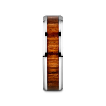 PALMALETTO Tungsten Carbide Ring with Beveled Edges and Real Zebra Wood Inlay - 4mm - 10mm - Larson Jewelers