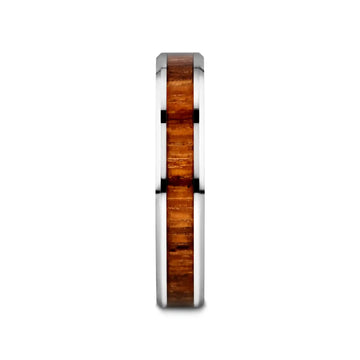 PALMALETTO Tungsten Carbide Ring with Beveled Edges and Real Zebra Wood Inlay - 4mm - 10mm - Larson Jewelers