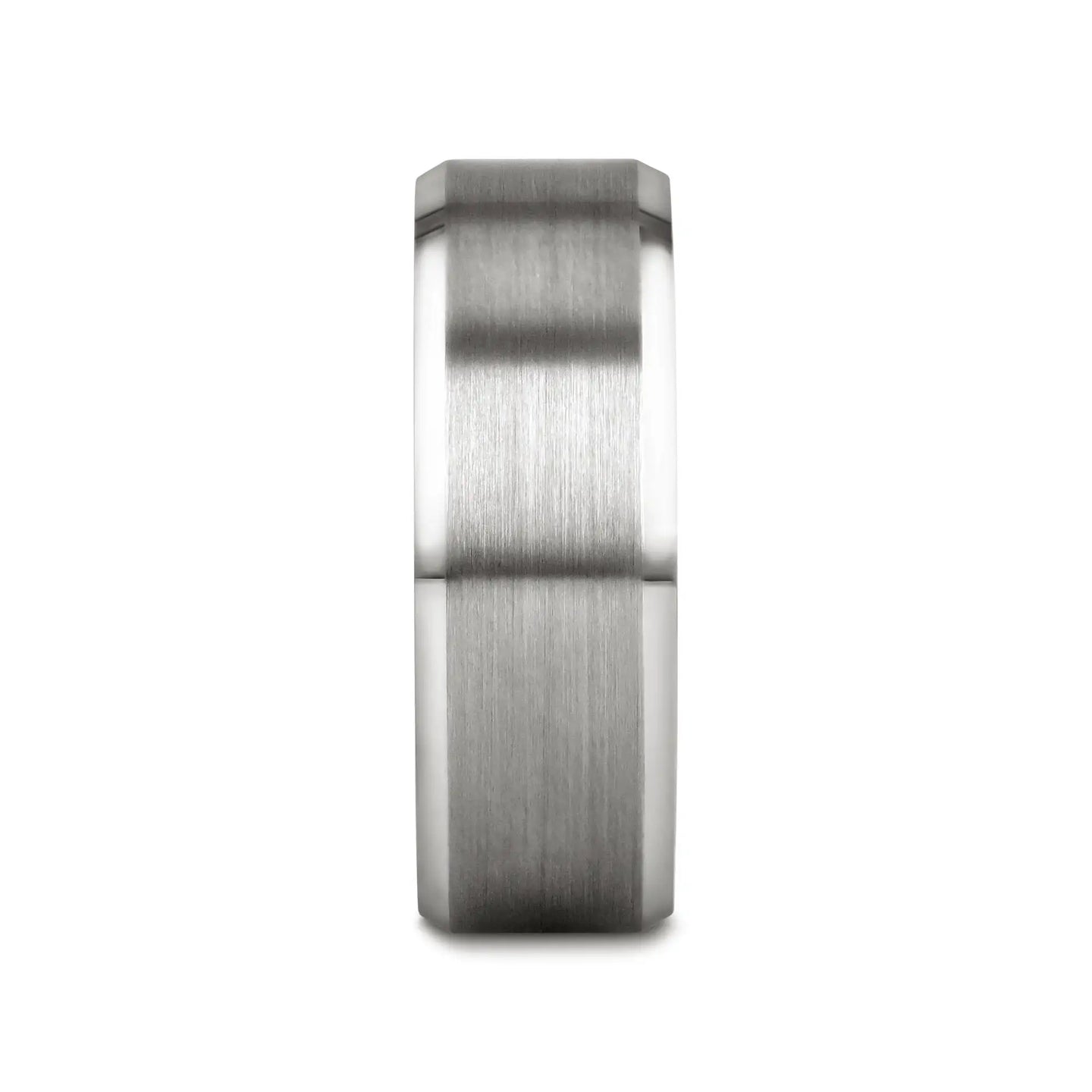 PETERSBURG Brushed Center White Tungsten Ring with Beveled Edges - 4mm - 10mm - Larson Jewelers