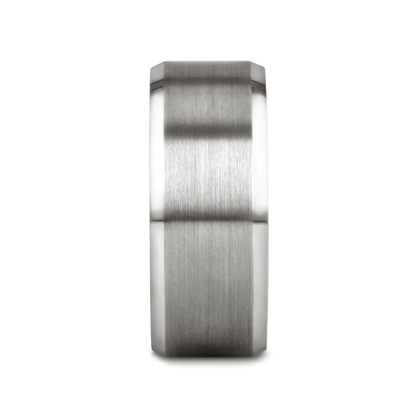 PETERSBURG Brushed Center White Tungsten Ring with Beveled Edges - 4mm - 10mm - Larson Jewelers
