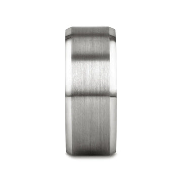 PETERSBURG Brushed Center White Tungsten Ring with Beveled Edges - 4mm - 10mm - Larson Jewelers