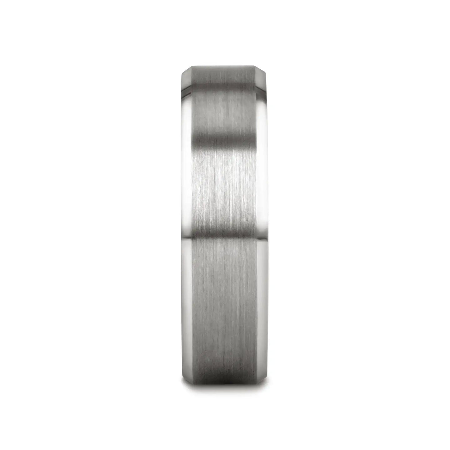PETERSBURG Brushed Center White Tungsten Ring with Beveled Edges - 4mm - 10mm - Larson Jewelers