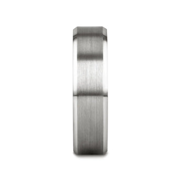 PETERSBURG Brushed Center White Tungsten Ring with Beveled Edges - 4mm - 10mm - Larson Jewelers