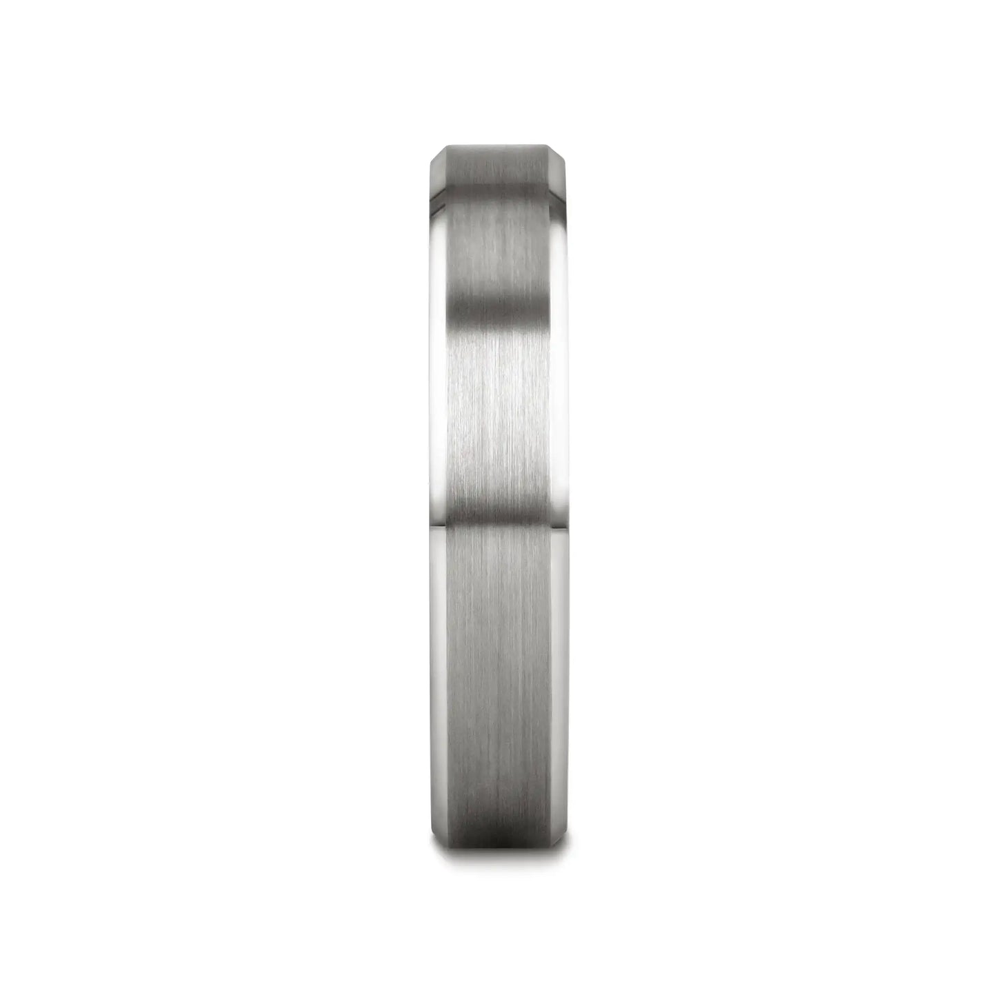 PETERSBURG Brushed Center White Tungsten Ring with Beveled Edges - 4mm - 10mm - Larson Jewelers