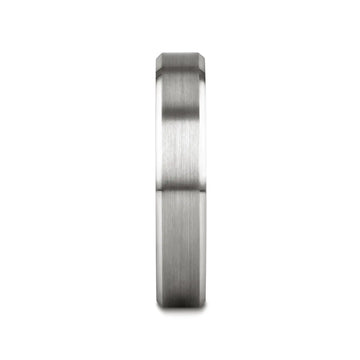 PETERSBURG Brushed Center White Tungsten Ring with Beveled Edges - 4mm - 10mm - Larson Jewelers
