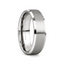 PETERSBURG Brushed Center White Tungsten Ring with Beveled Edges - 4mm - 10mm