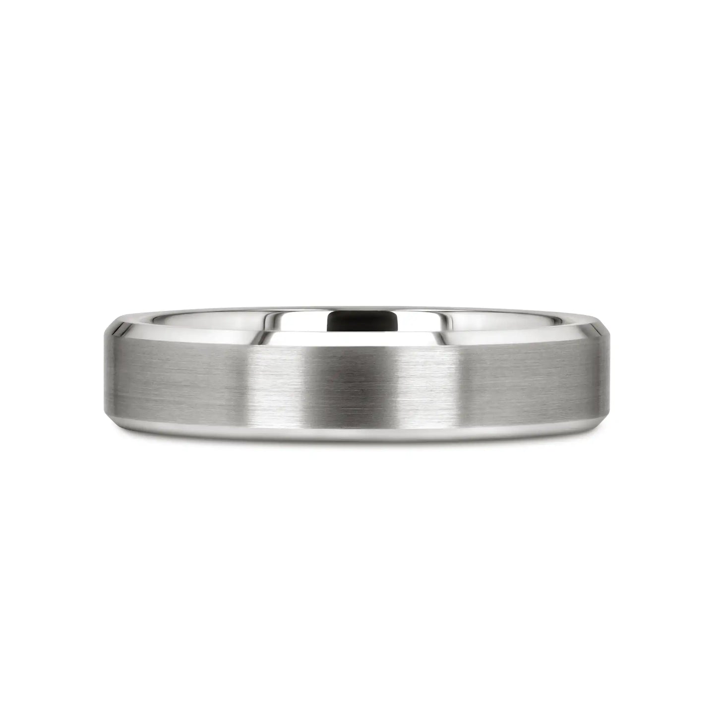 PETERSBURG Brushed Center White Tungsten Ring with Beveled Edges - 4mm - 10mm - Larson Jewelers