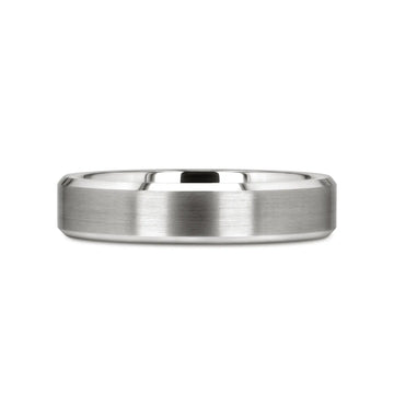PETERSBURG Brushed Center White Tungsten Ring with Beveled Edges - 4mm - 10mm - Larson Jewelers