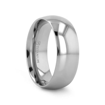 PETERSON Titanium Polished Finish Domed Men’s Wedding Band - 6mm & 8mm - Larson Jewelers