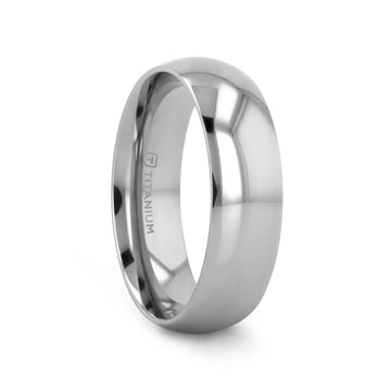PETERSON Titanium Polished Finish Domed Men’s Wedding Band - 6mm & 8mm - Larson Jewelers
