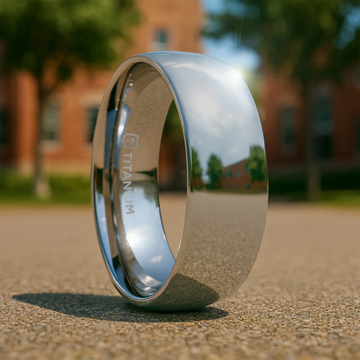 PETERSON Titanium Polished Finish Domed Men’s Wedding Band - 6mm & 8mm - Larson Jewelers