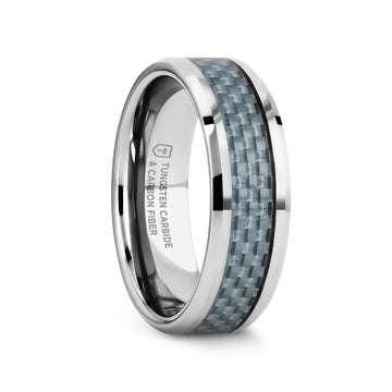 AUGUSTUS Blue Carbon Fiber Inlay Tungsten Carbide Band - 4mm - 10mm - Larson Jewelers