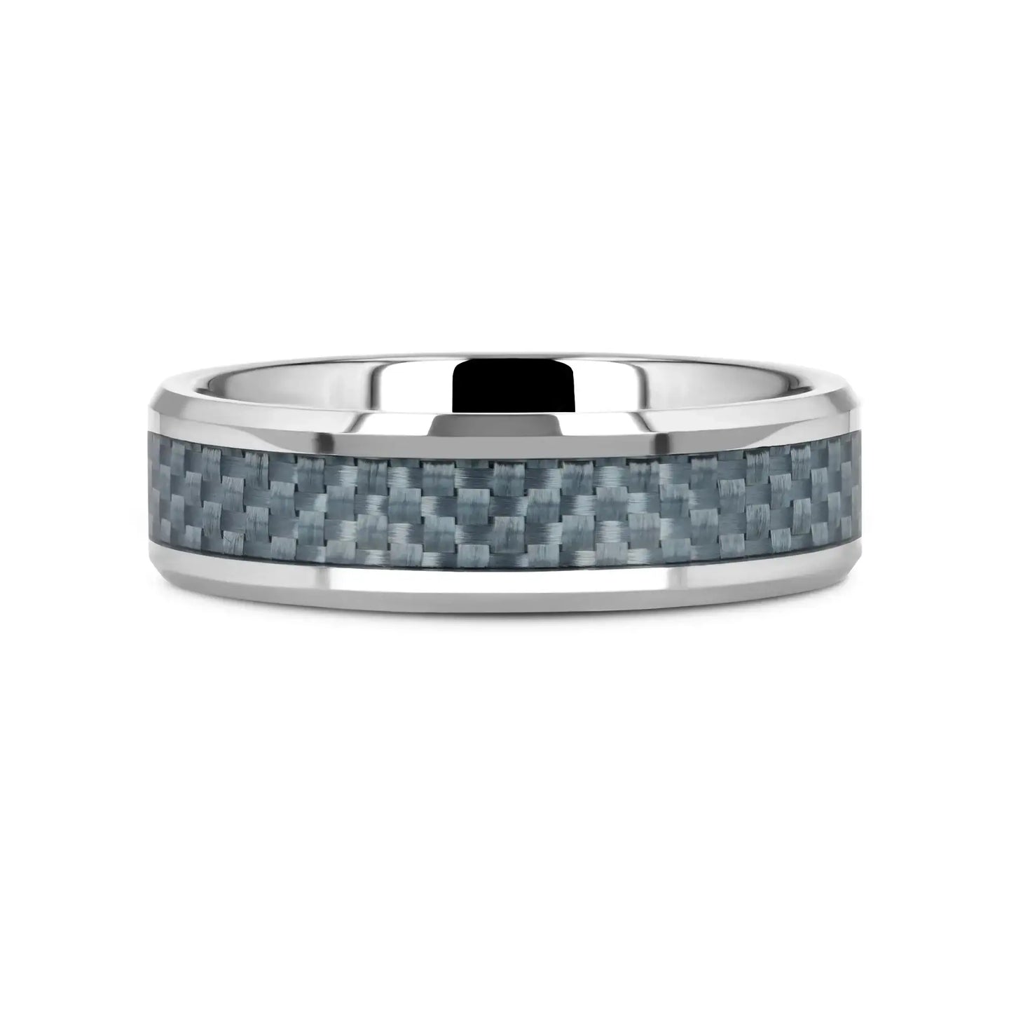 AUGUSTUS Blue Carbon Fiber Inlay Tungsten Carbide Band - 4mm - 10mm - Larson Jewelers