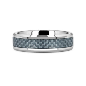 AUGUSTUS Blue Carbon Fiber Inlay Tungsten Carbide Band - 4mm - 10mm - Larson Jewelers