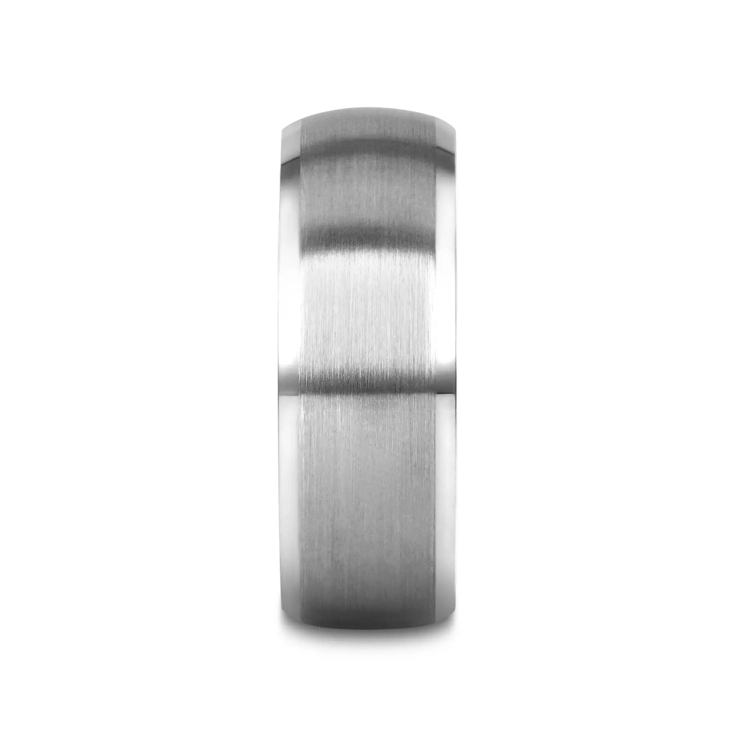 POLARIS Domed Brushed Finish Tungsten Ring with Polished Bevels - 6mm or 8mm - Larson Jewelers
