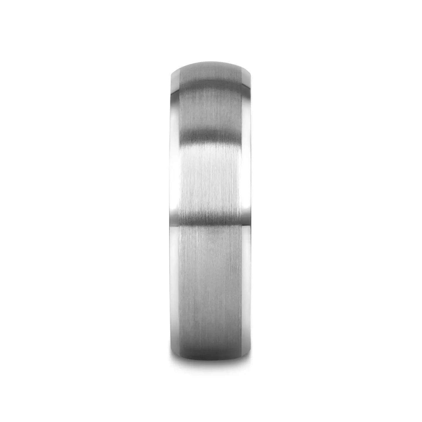 POLARIS Domed Brushed Finish Tungsten Ring with Polished Bevels - 6mm or 8mm - Larson Jewelers
