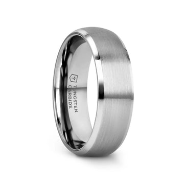 POLARIS Domed Brushed Finish Tungsten Ring with Polished Bevels - 6mm or 8mm - Larson Jewelers