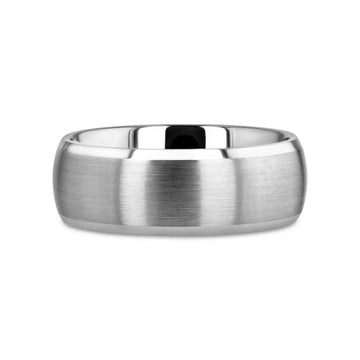POLARIS Domed Brushed Finish Tungsten Ring with Polished Bevels - 6mm or 8mm - Larson Jewelers