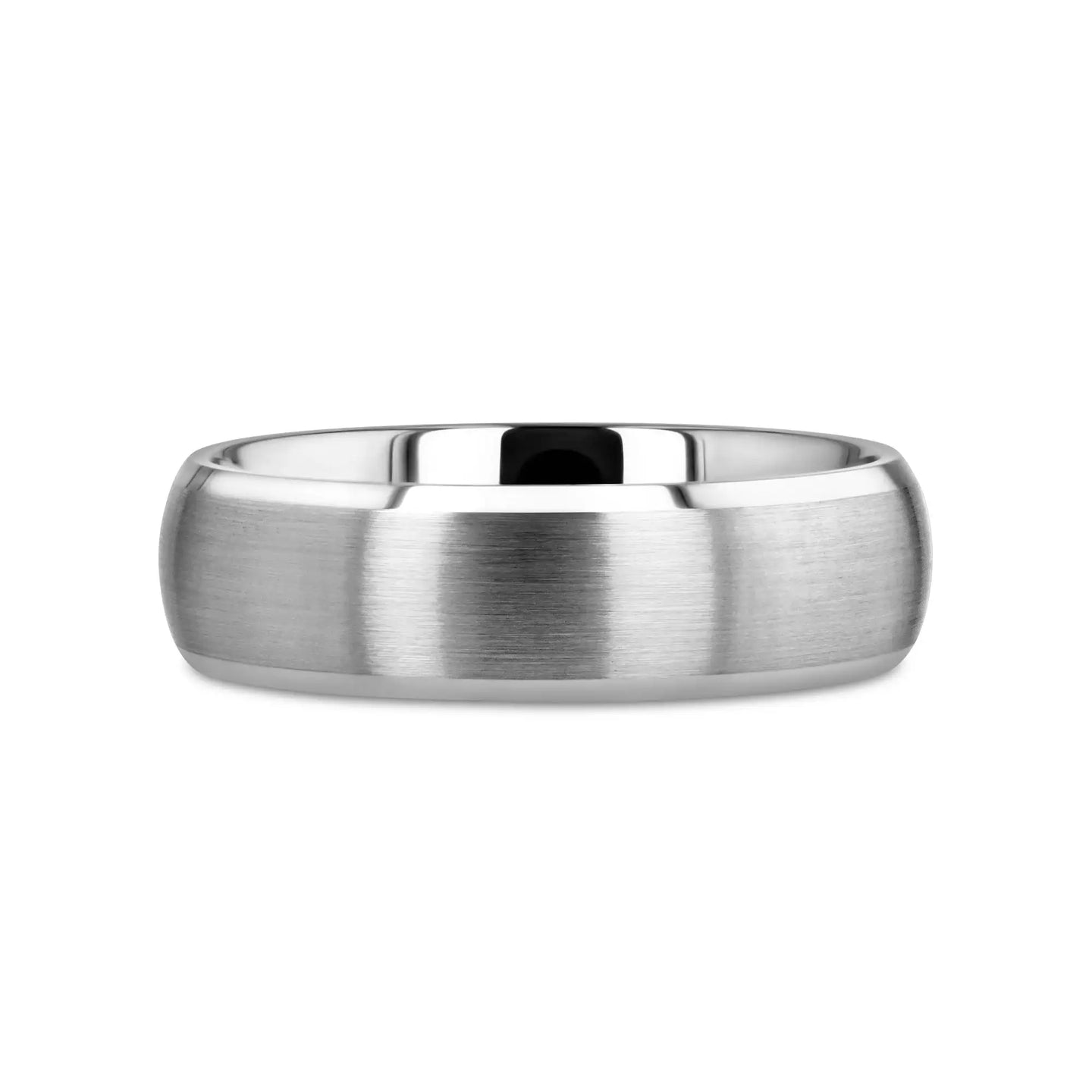 POLARIS Domed Brushed Finish Tungsten Ring with Polished Bevels - 6mm or 8mm - Larson Jewelers