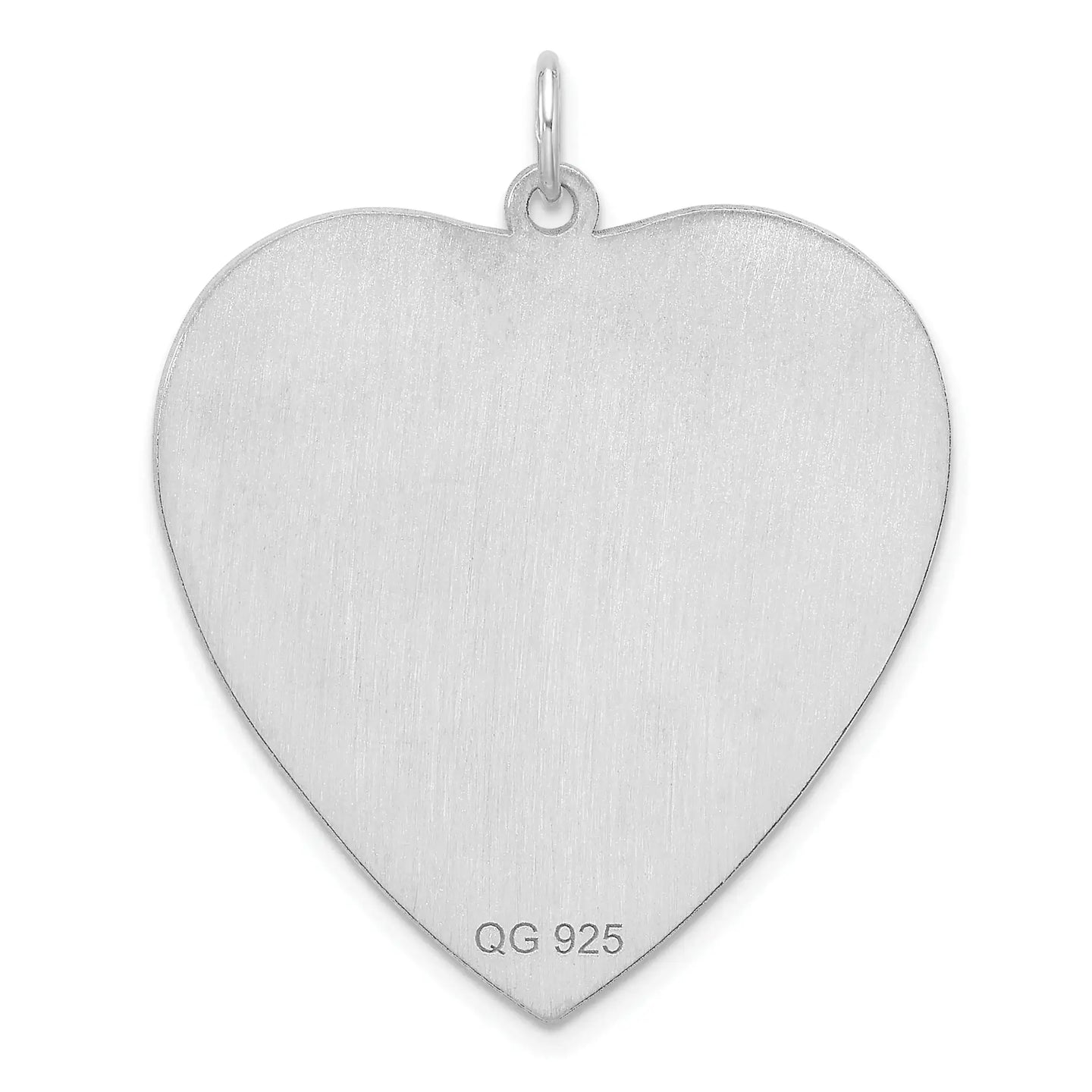 Sterling Silver Engravable Heart Polished Front Satin Back Disc Charm - Larson Jewelers
